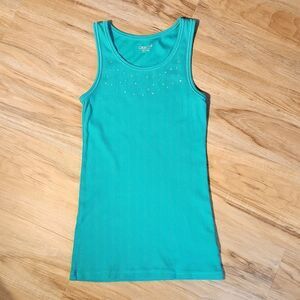 🧚‍♂️Cherokee Teal Rhinestone Ribbed Tanktop XLarge